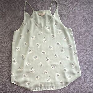 LOFT Green Camisole with Floral Print